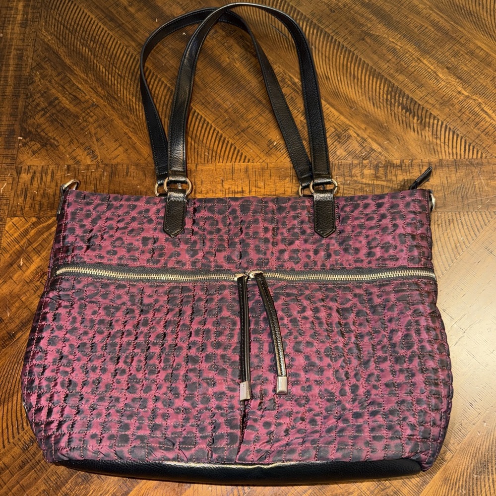 Max Studio Handbag Purse Dark Green and Black Burgundy